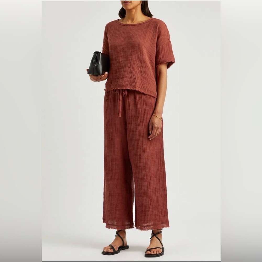 Eileen Fisher Organic Cotton Gauze Top in Rust , size Large - Picture 3 of 10